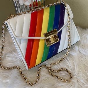 New Michael Kors rainbow medium flap shoulder bag